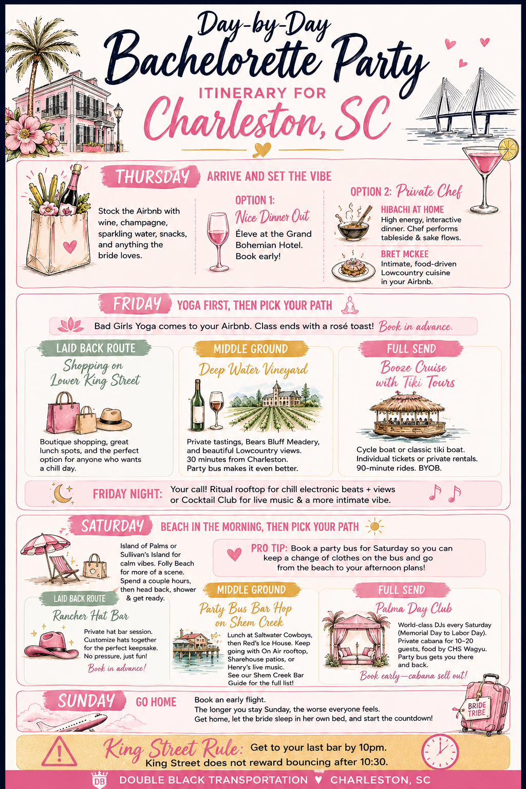 Charleston Bachelorette Party Guide 1 Charleston bachelorette itinerary with several options per day